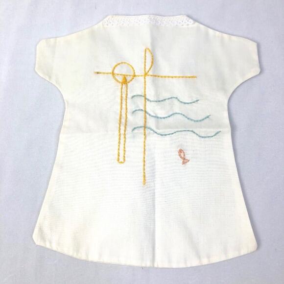 Vintage Baptism Cloth Embroidered Bib - Picture 1 of 5